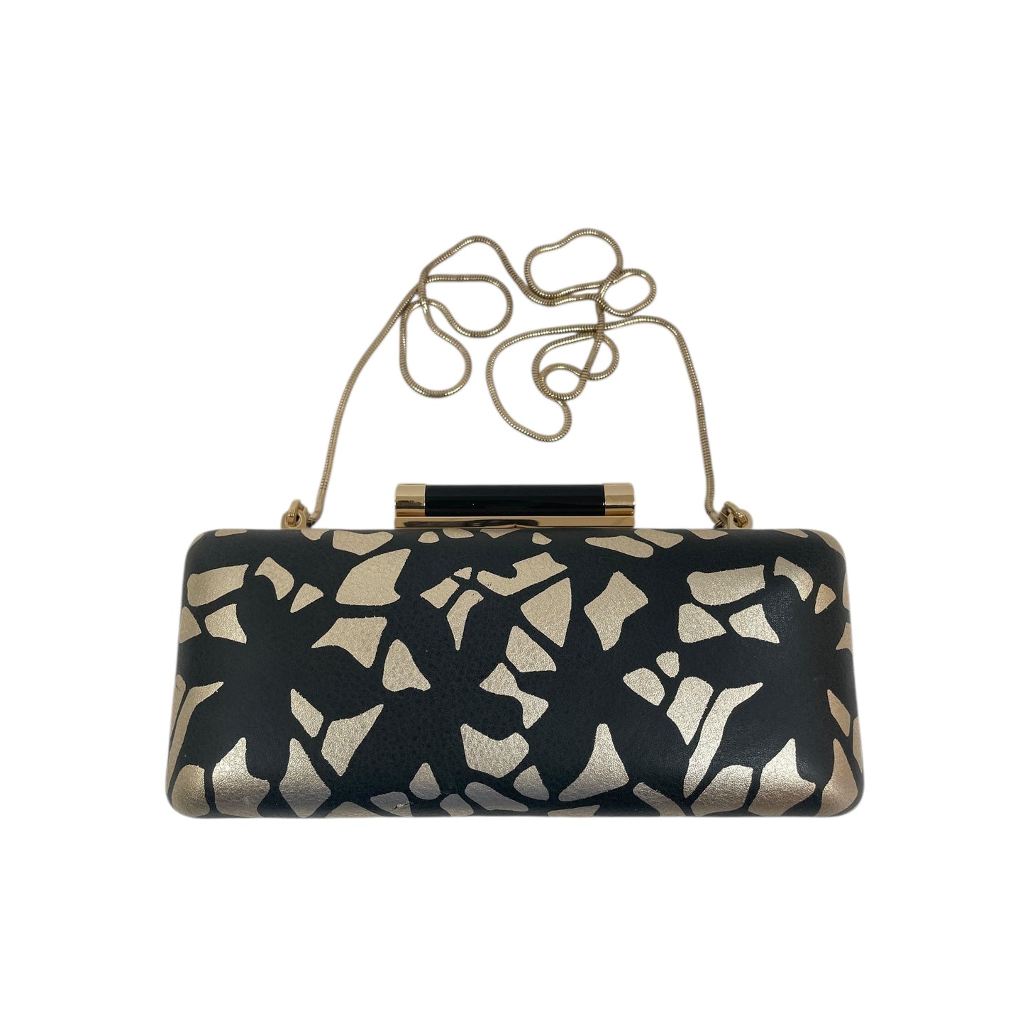 Crossbody Designer By Diane Von Furstenberg In Black & Gold, Size:Medium