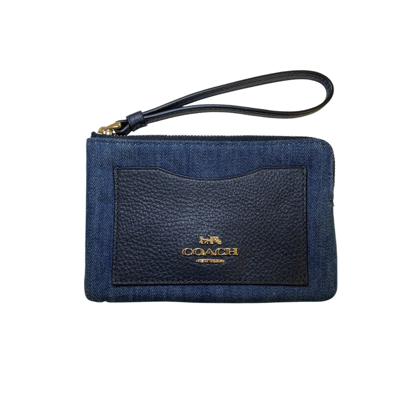 Wristlet Designer By Coach In Blue Denim, Size:Small