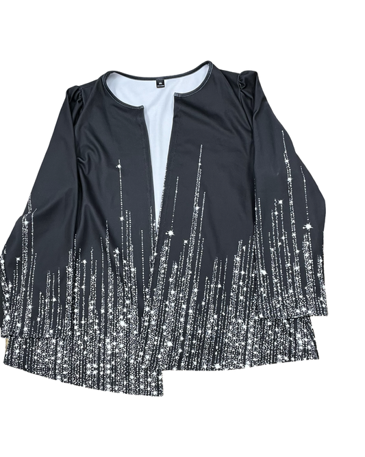 Cardigan By Clothes Mentor In Black & White, Size:3X