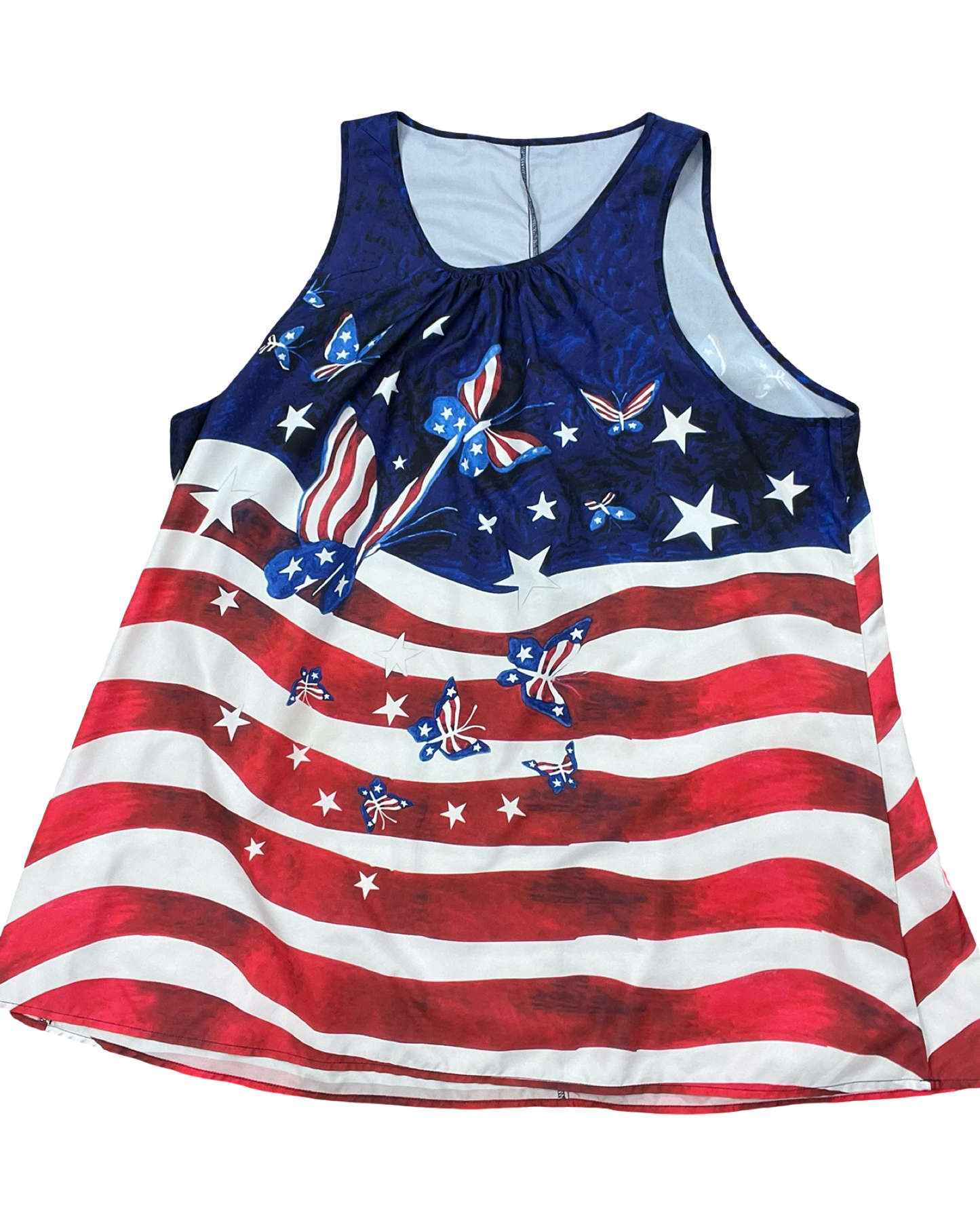 Top Sleeveless By Clothes Mentor In Blue Red & White, Size:4X