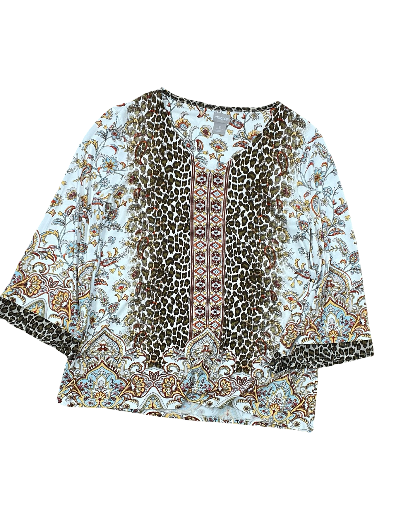 Top 3/4 Sleeve By Chicos In White, Size:S