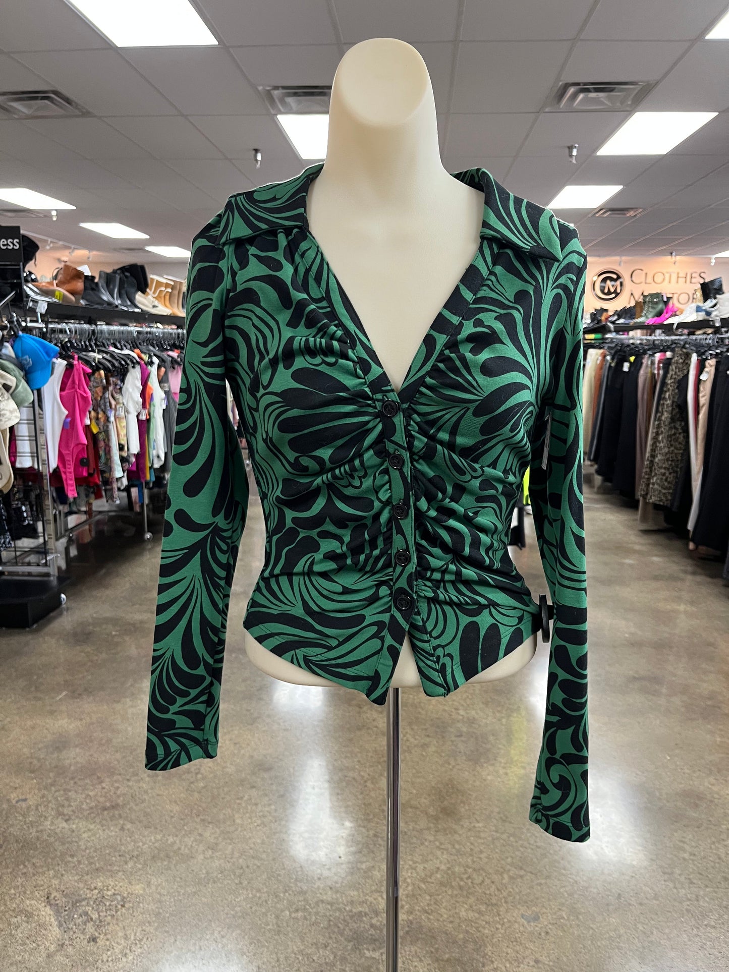 Top Ls By Maeve In Black & Green, Size:Xs