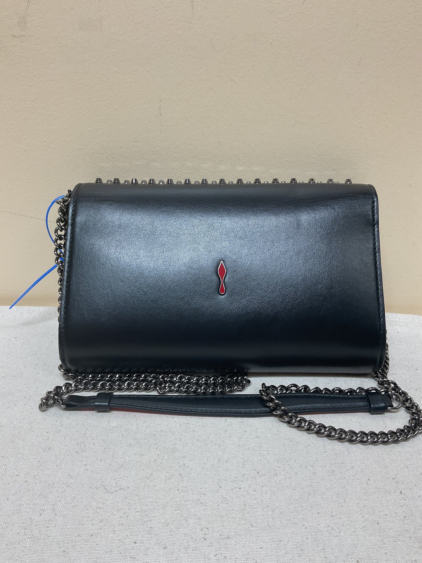 Crossbody Luxury Designer By Christian Louboutin In Black & Red, Size:Medium