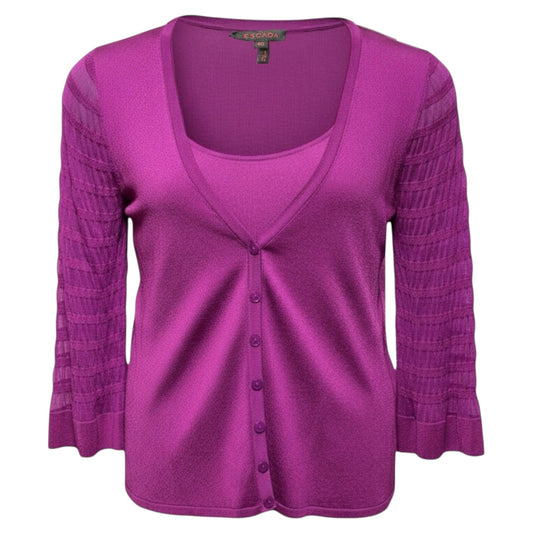 Knit Sweater & Tank Set Designer By Escada In Purple, Size: M (40 EU)