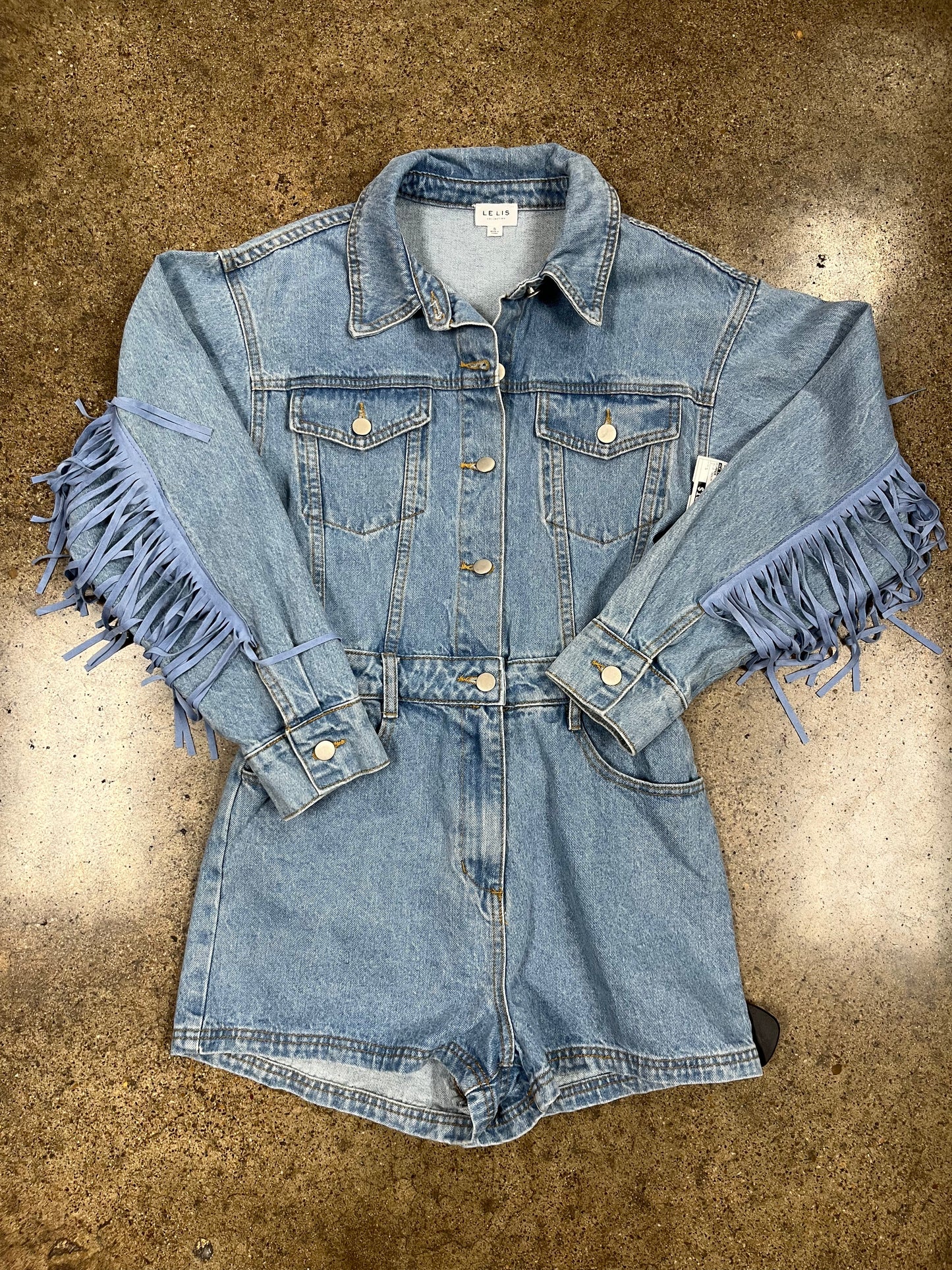 Romper By Le Lis In Blue Denim, Size:S