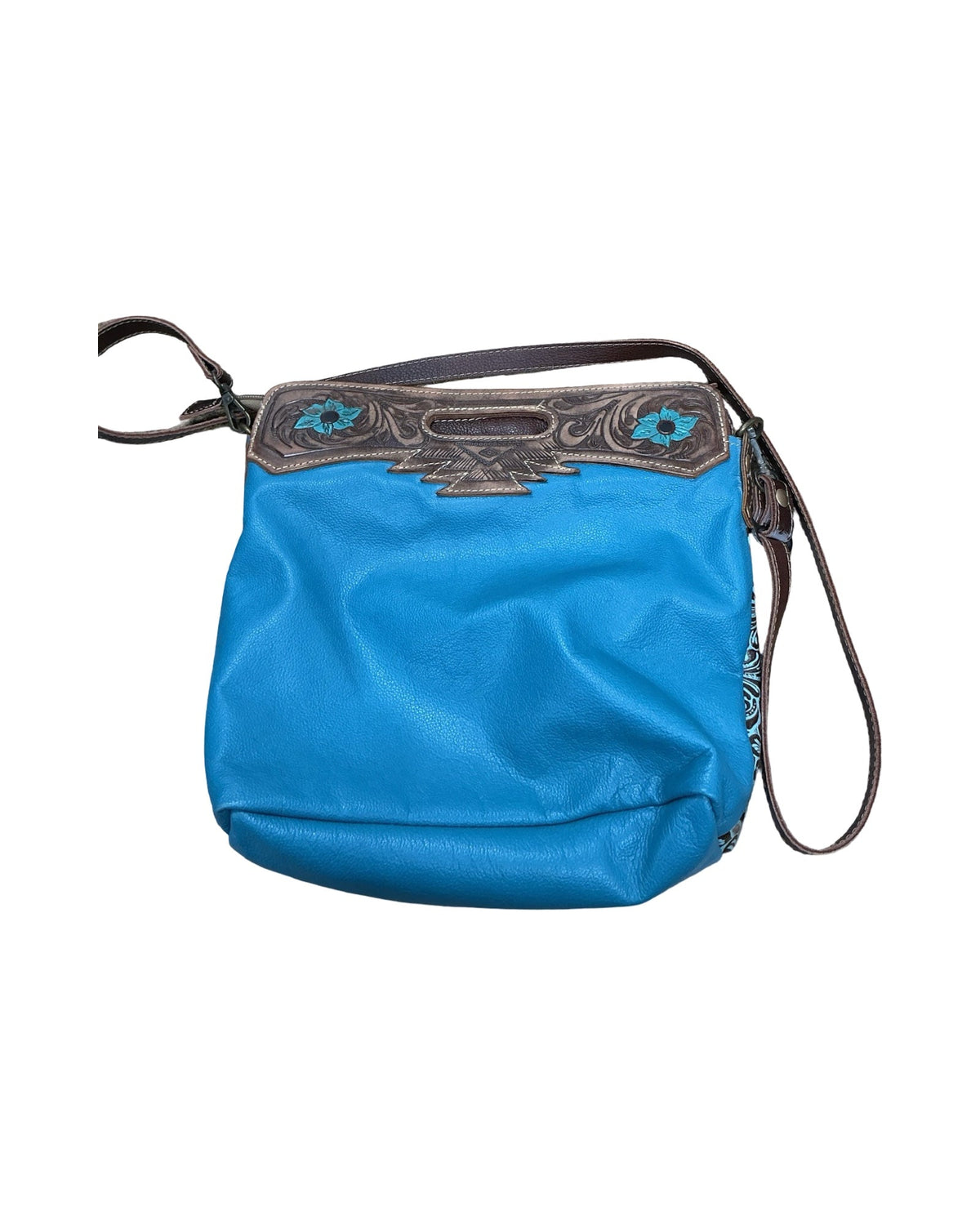 Handbag By Myra In Blue & Brown, Size:Medium