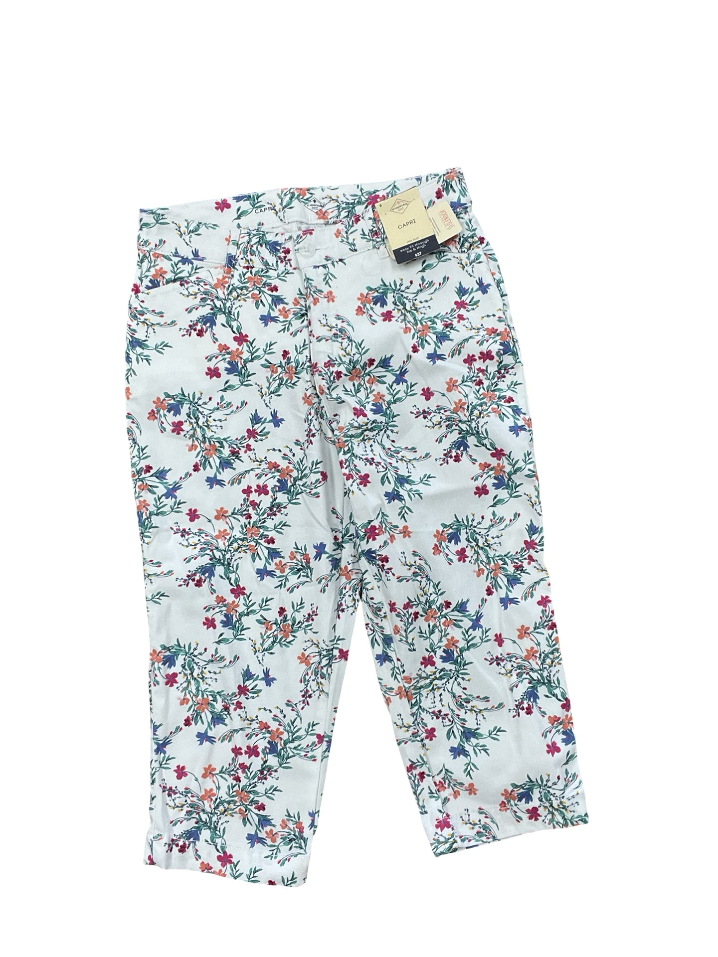 Pants Cropped By St Johns Bay In Green & White, Size:8