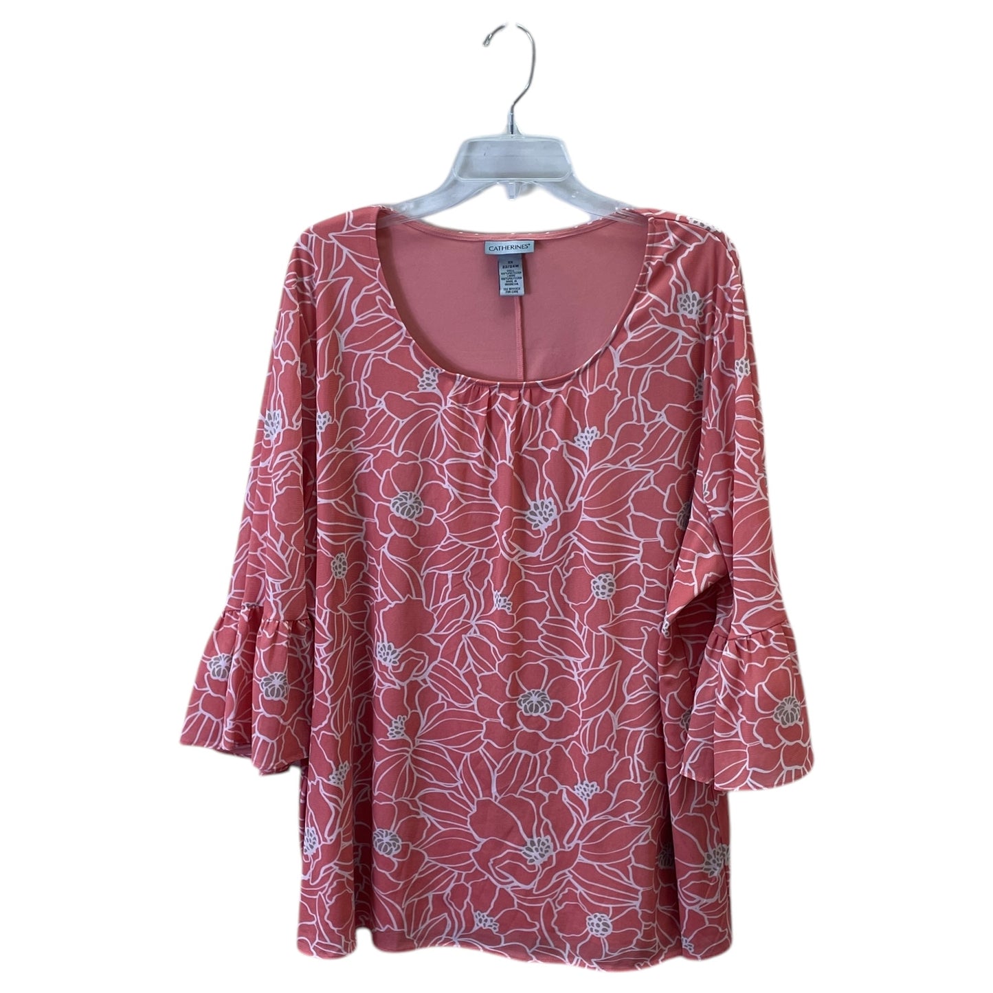 Top 3/4 Sleeve By Catherines In Coral, Size:2X