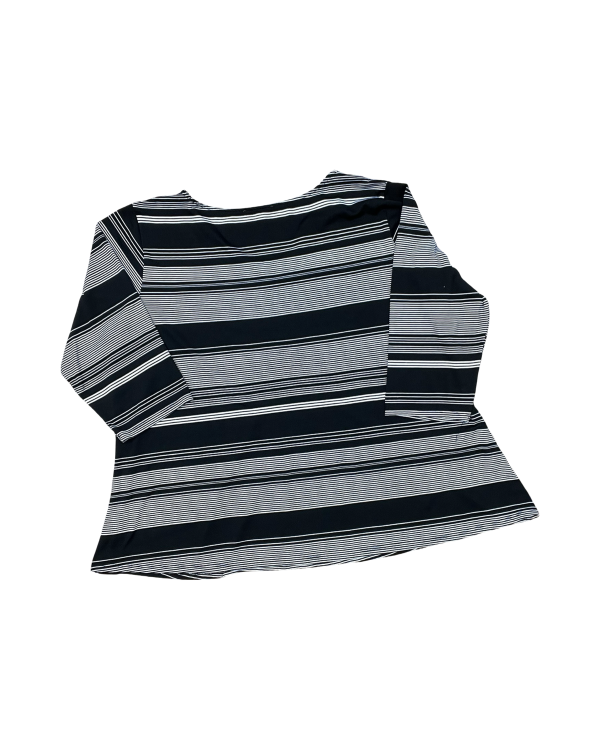 Top 3/4 Sleeve By Notations In Black & White, Size:1X