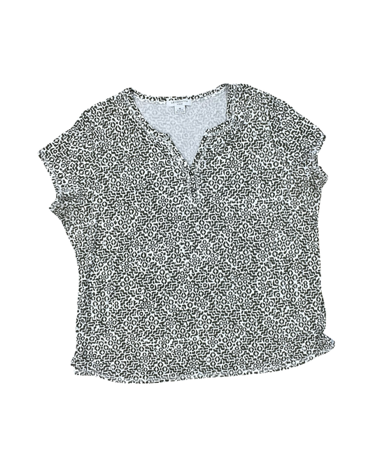 Top Ss By Liz Claiborne In Green & White, Size:1X