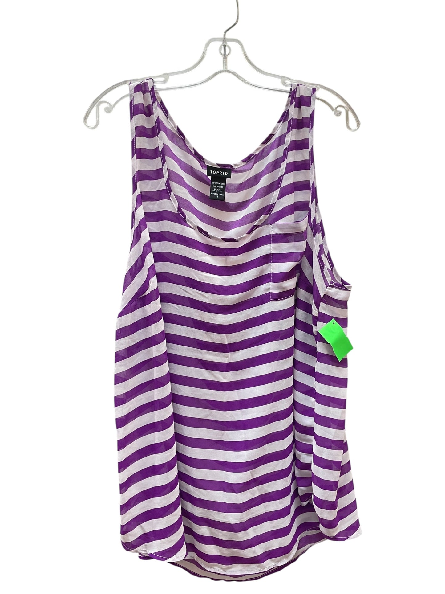 Top Sleeveless Basic By Torrid In Purple & White, Size:3X