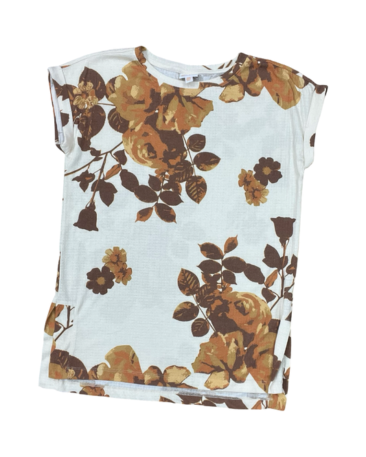 Top Ss By Lularoe In Cream & Orange, Size:Xxs