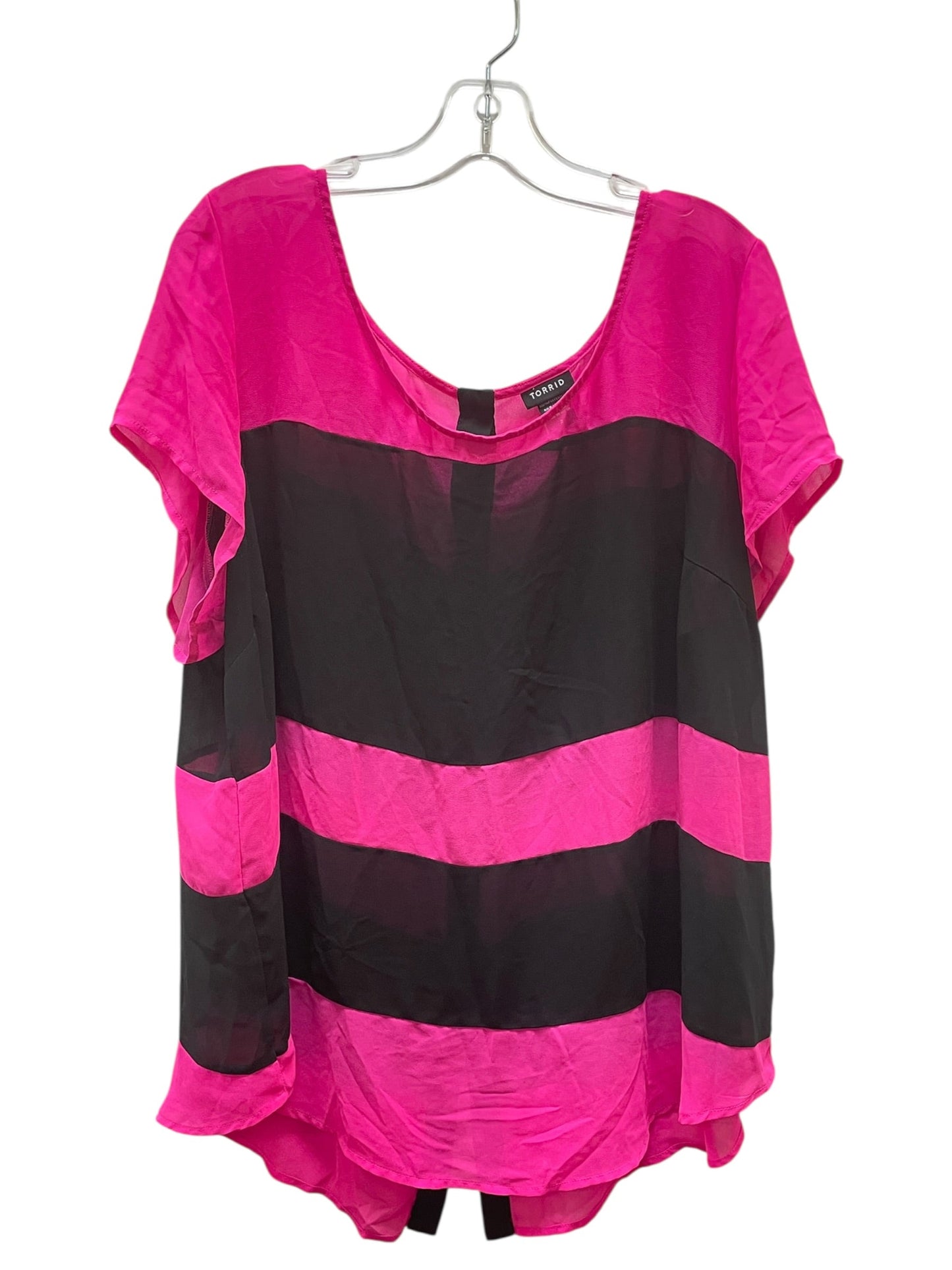 Blouse Ss By Torrid In Black & Pink, Size:2X