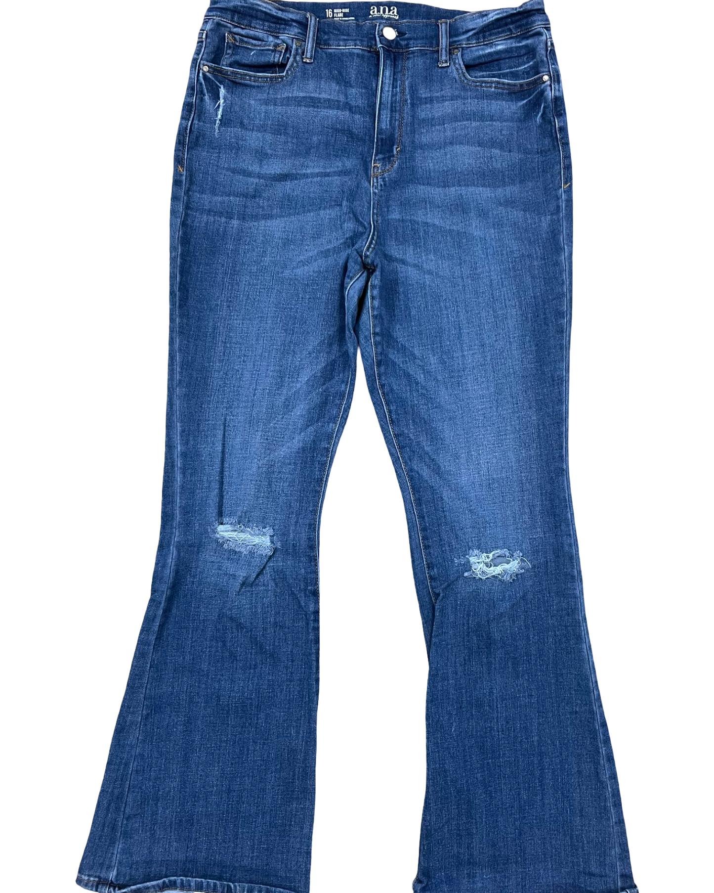 Jeans Flared By Ana In Blue Denim, Size:16