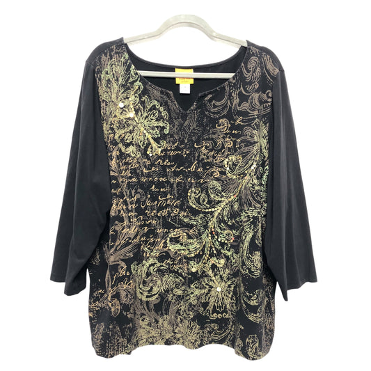 Top 3/4 Sleeve By Ruby Rd In Black, Size:2X