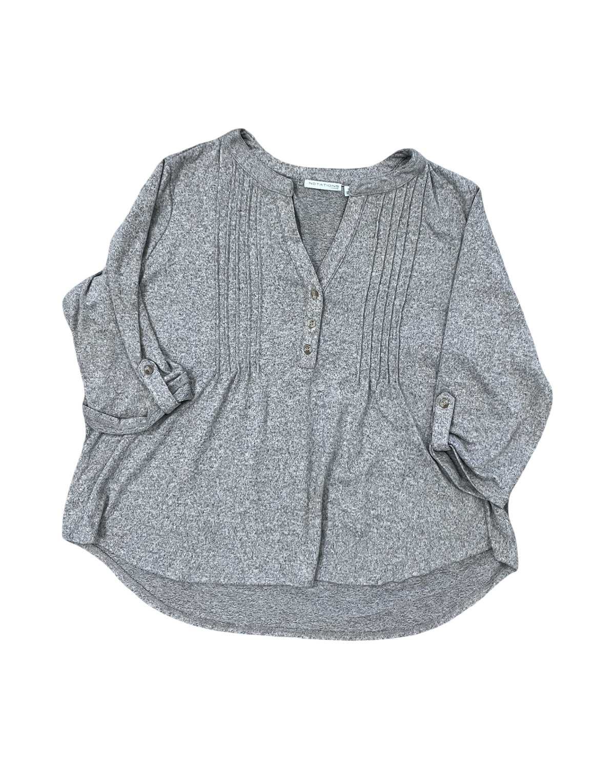 Top 3/4 Sleeve By Notations In Beige, Size:1X