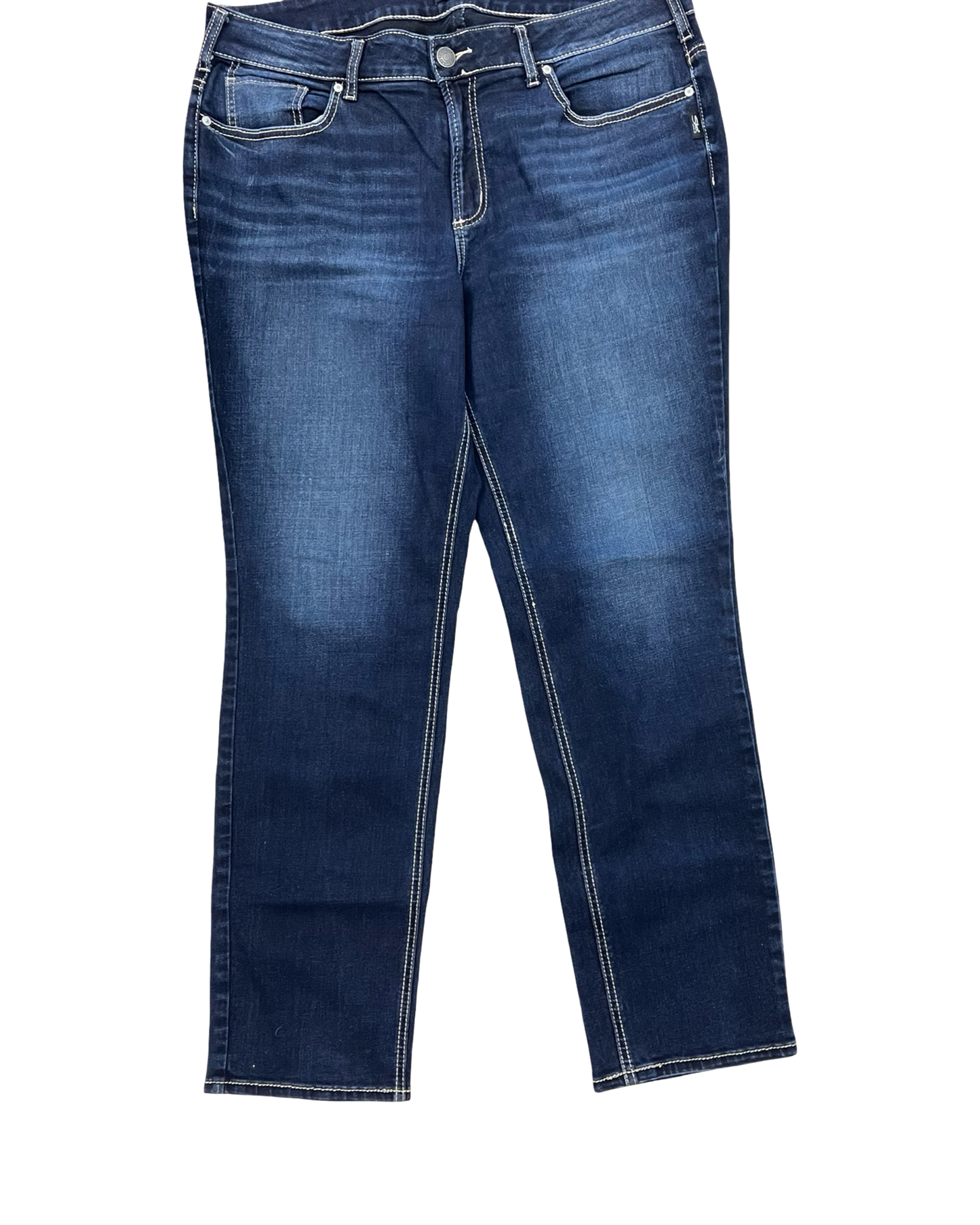Jeans Straight By Silver In Blue Denim, Size:16