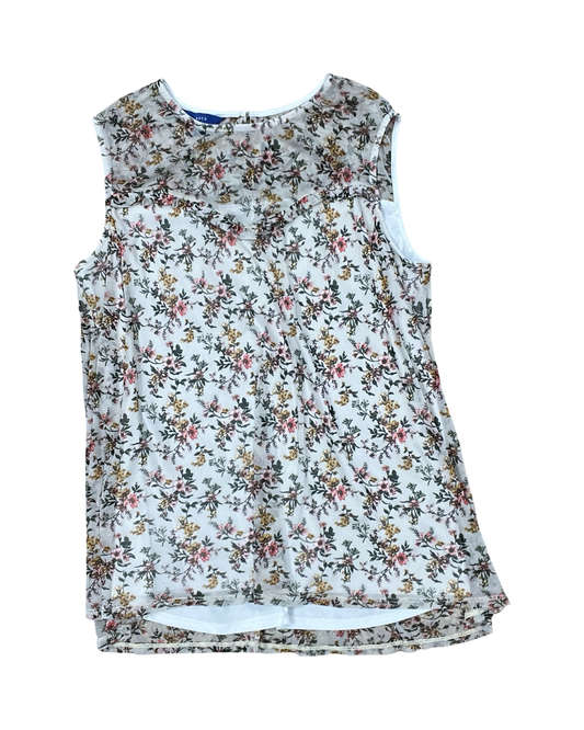 Top Sleeveless By Apt 9 In Cream & Pink, Size:Xl