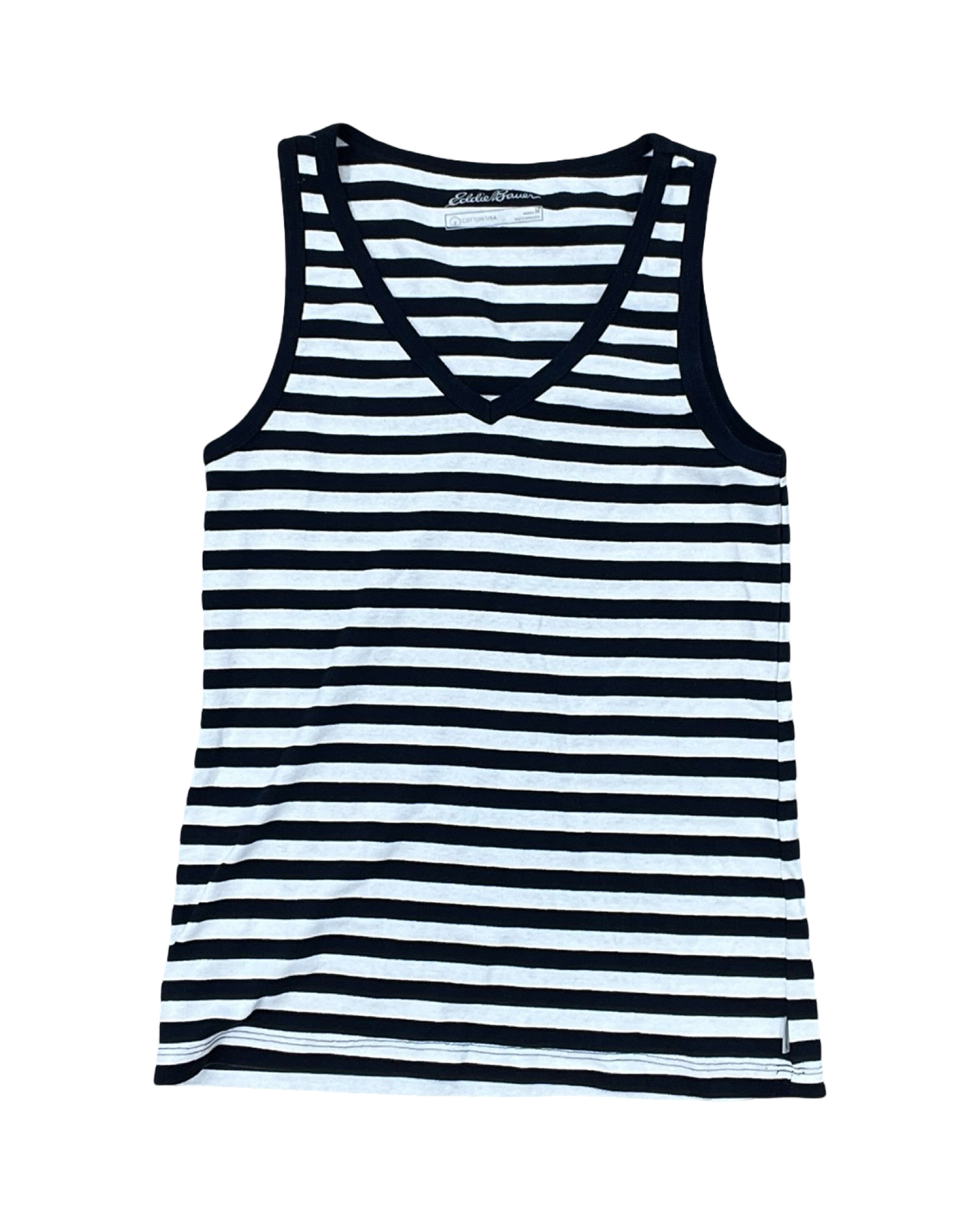 Top Sleeveless By Eddie Bauer In Blue & White, Size:M