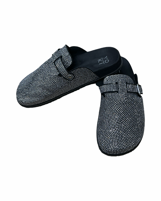 Shoes Flats By Yoki In Black & Silver, Size:10