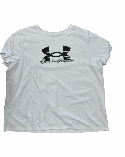 Athletic Top Ss By Under Armour In White, Size:3X