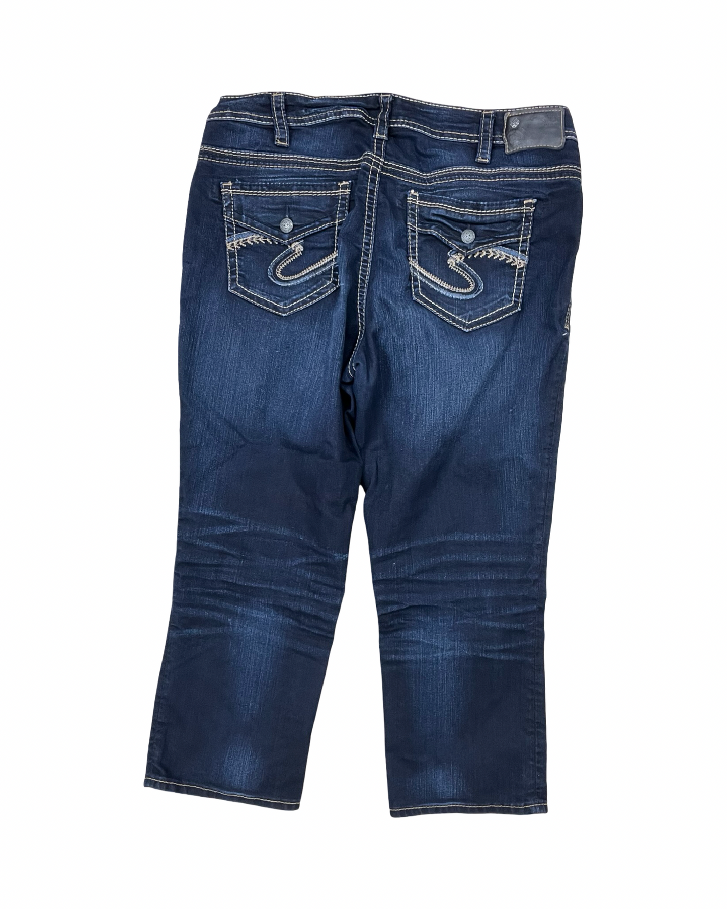 Jeans Cropped By Silver In Blue Denim, Size:16