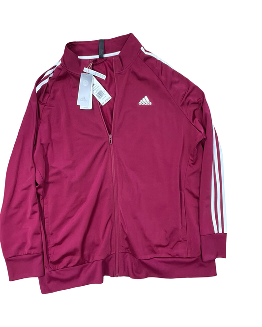 Athletic Jacket By Adidas In Red & White, Size:3X