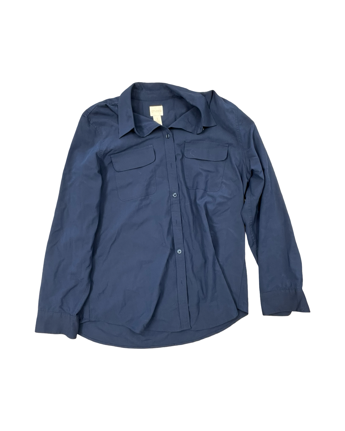 Blouse Ls By Chicos In Navy, Size:M