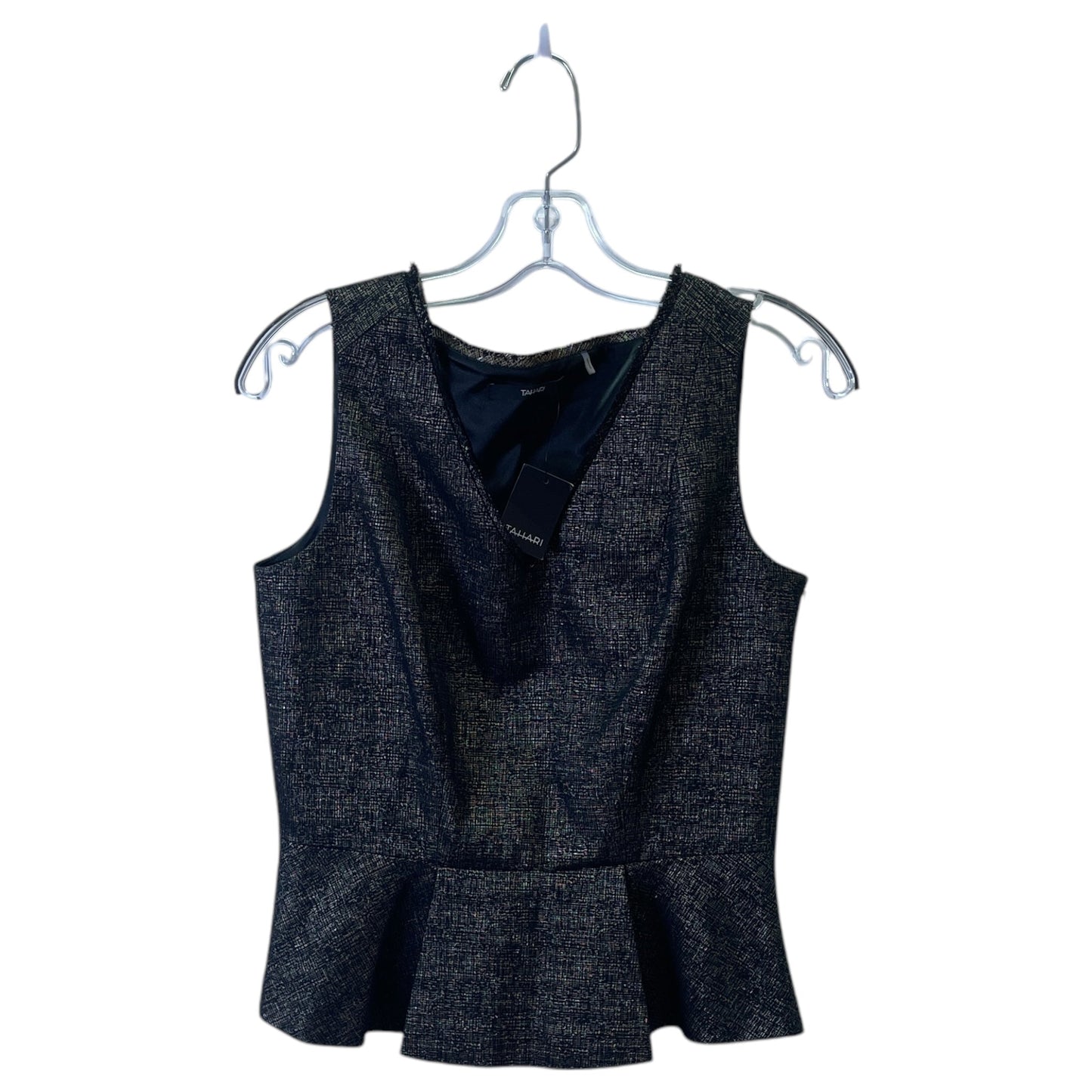 Top Sleeveless By Tahari By Arthur Levine In Black & Gold, Size:S