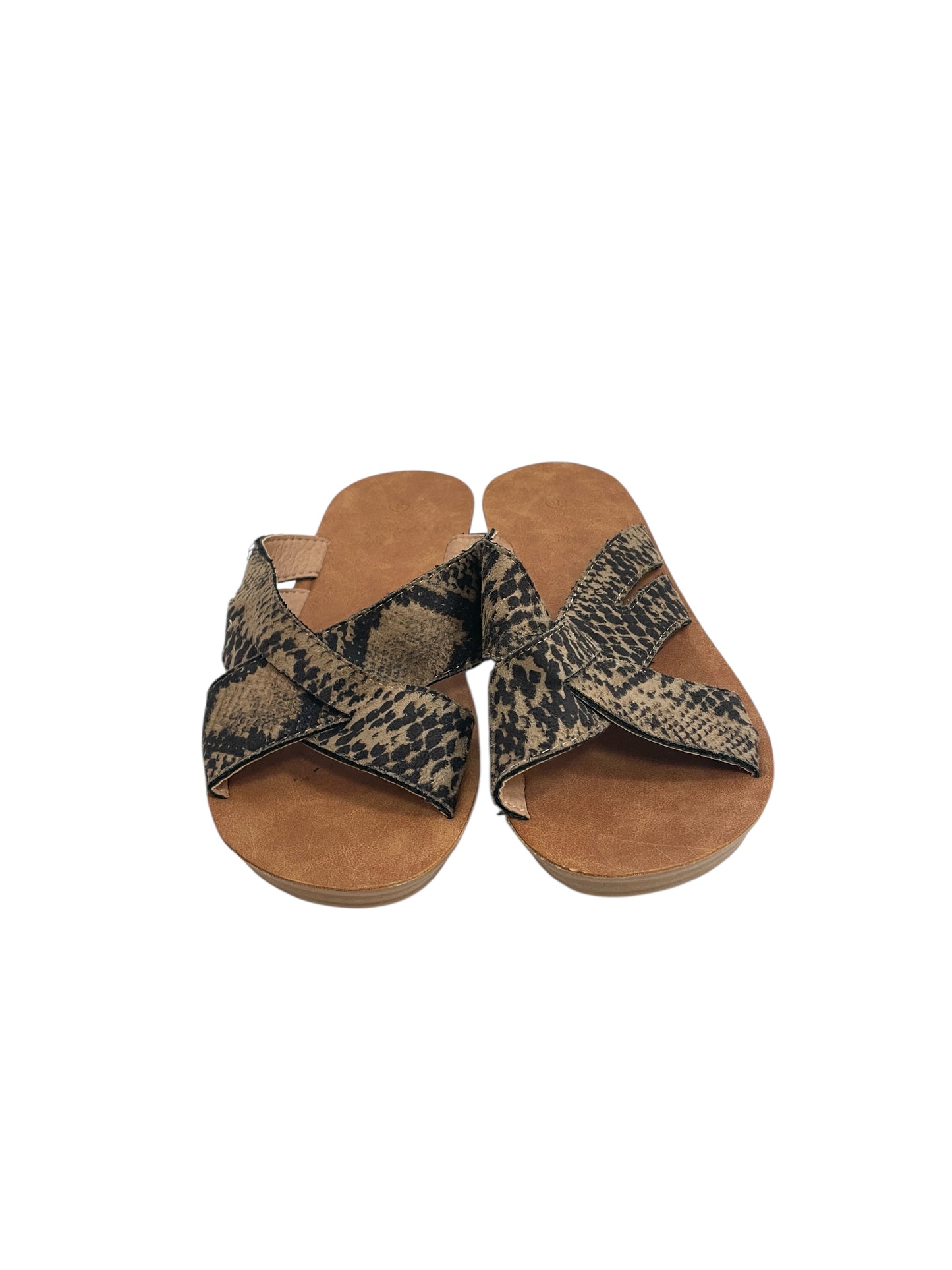 Sandals Flats By AMANDA BLUIn Animal Print, Size:8