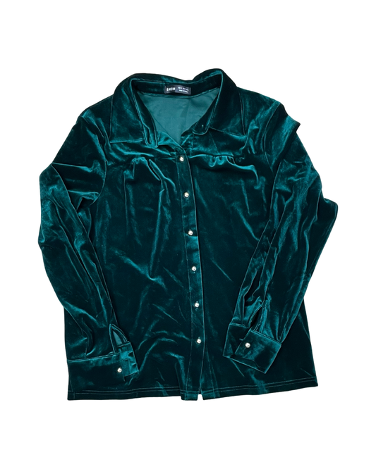 Blouse Ls By Shein In Green, Size:M