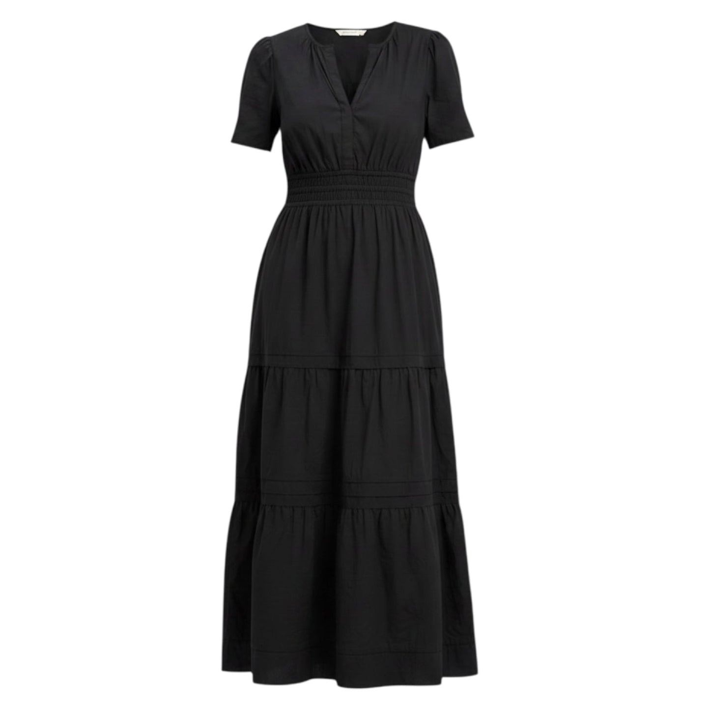 100% European Linen Tiered Maxi Dress By Quince In Black, Size: XL