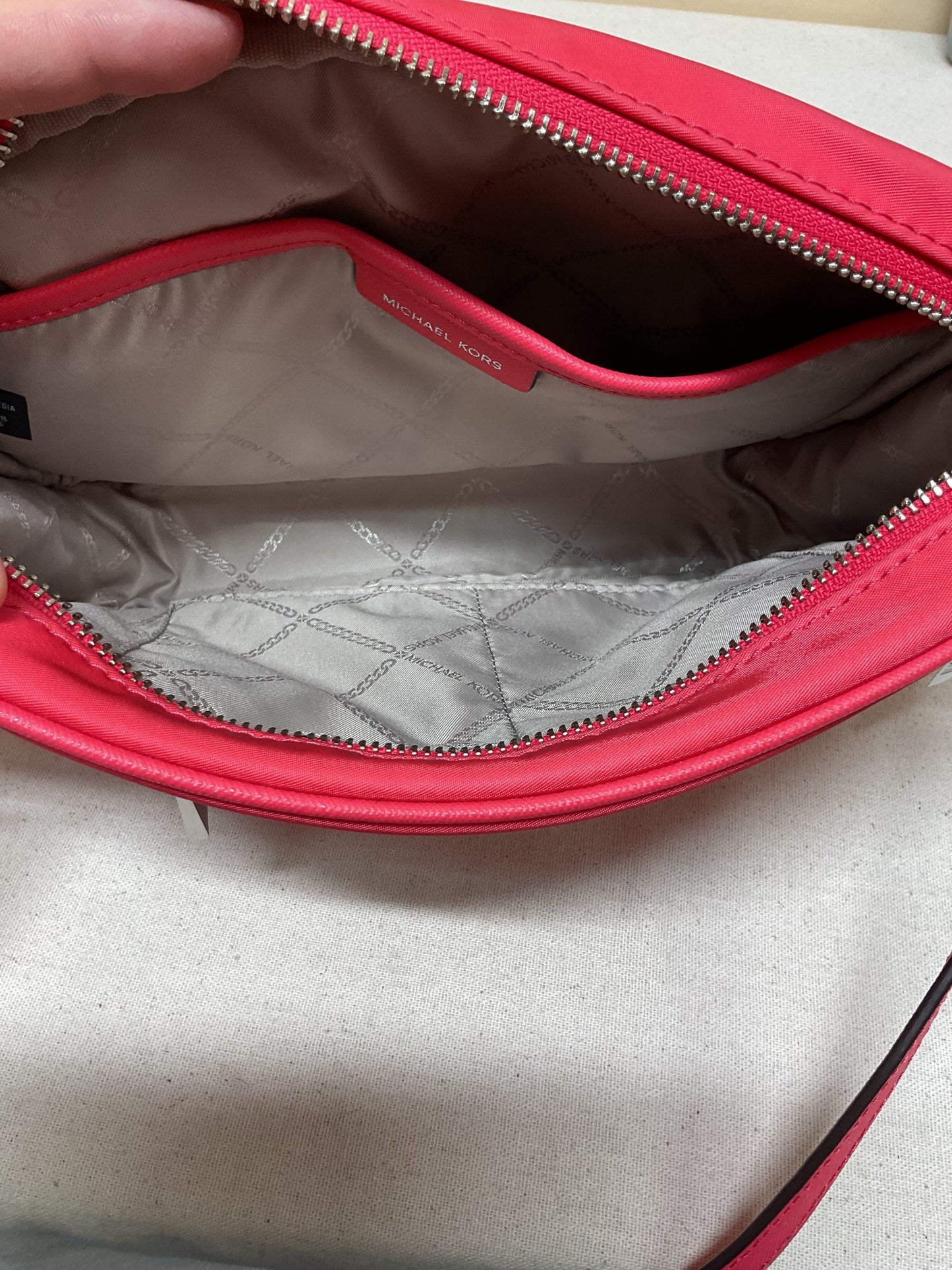 Crossbody Designer By Michael Kors In Coral, Size:Small