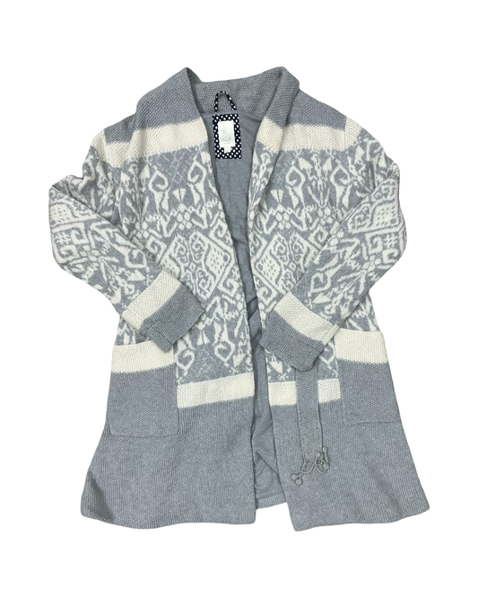 Sweater Cardigan By Clothes Mentor In Grey & White, Size:S