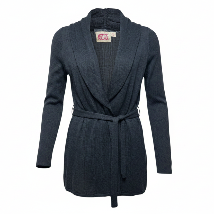 Linen Blend Sweater Cardigan By Rosie Neira In Blue, Size: L
