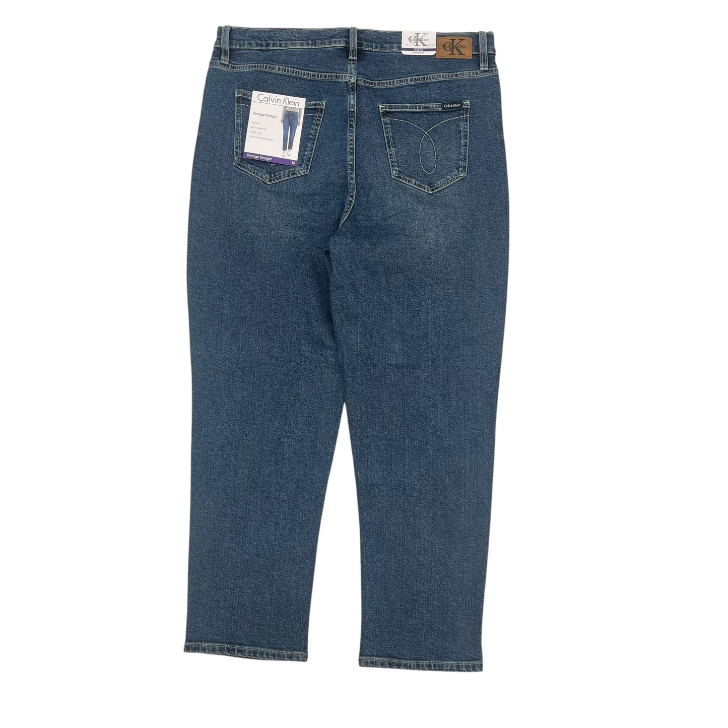 Jeans Straight By Calvin Klein In Blue Denim, Size:16