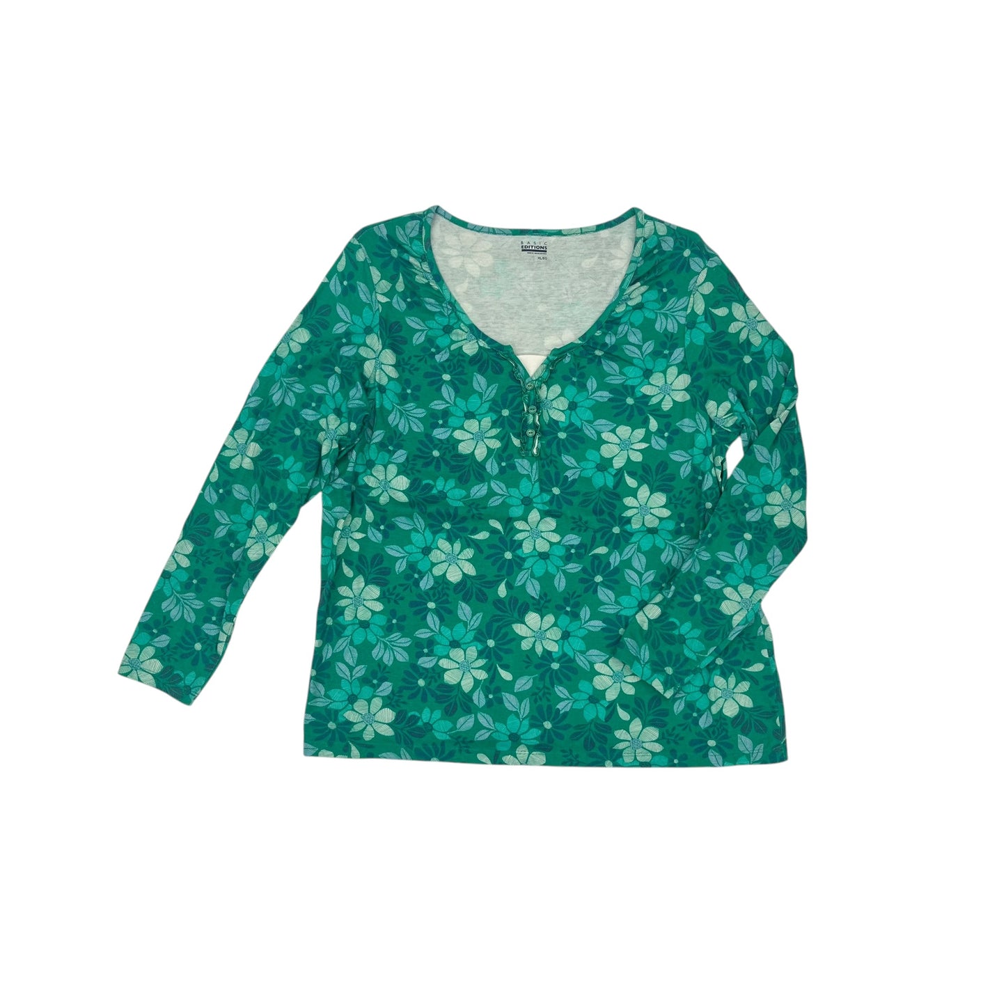 Top Ls By Basic Editions In Green, Size:Xl