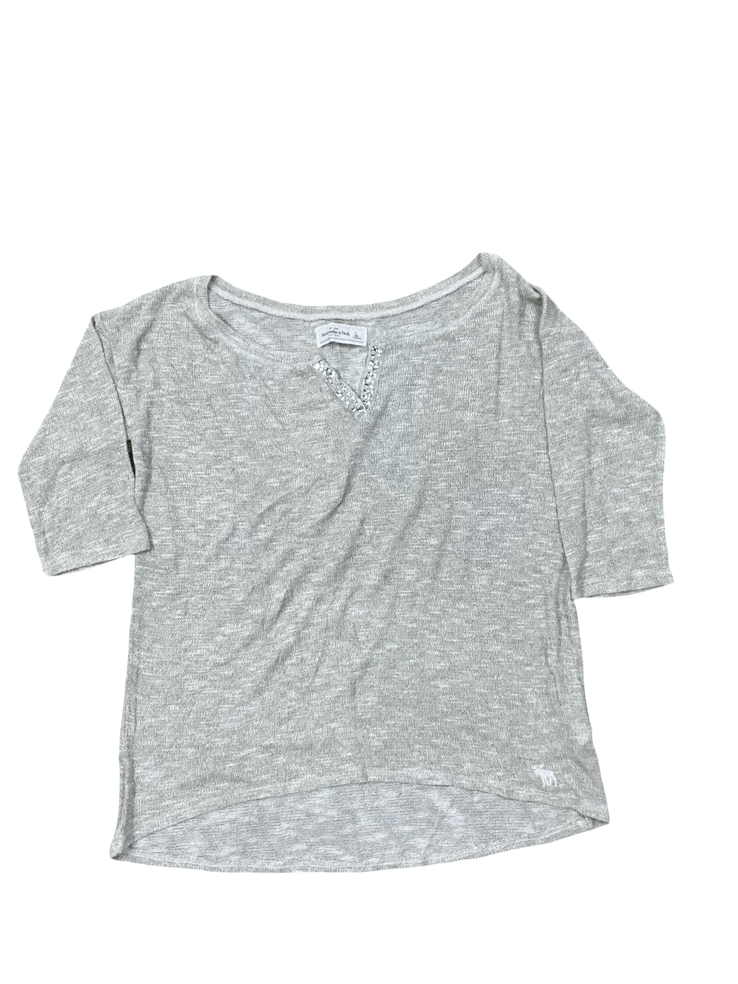 Top 3/4 Sleeve By Abercrombie And Fitch In Tan & White, Size:L