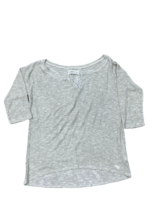 Top 3/4 Sleeve By Abercrombie And Fitch In Tan & White, Size:L