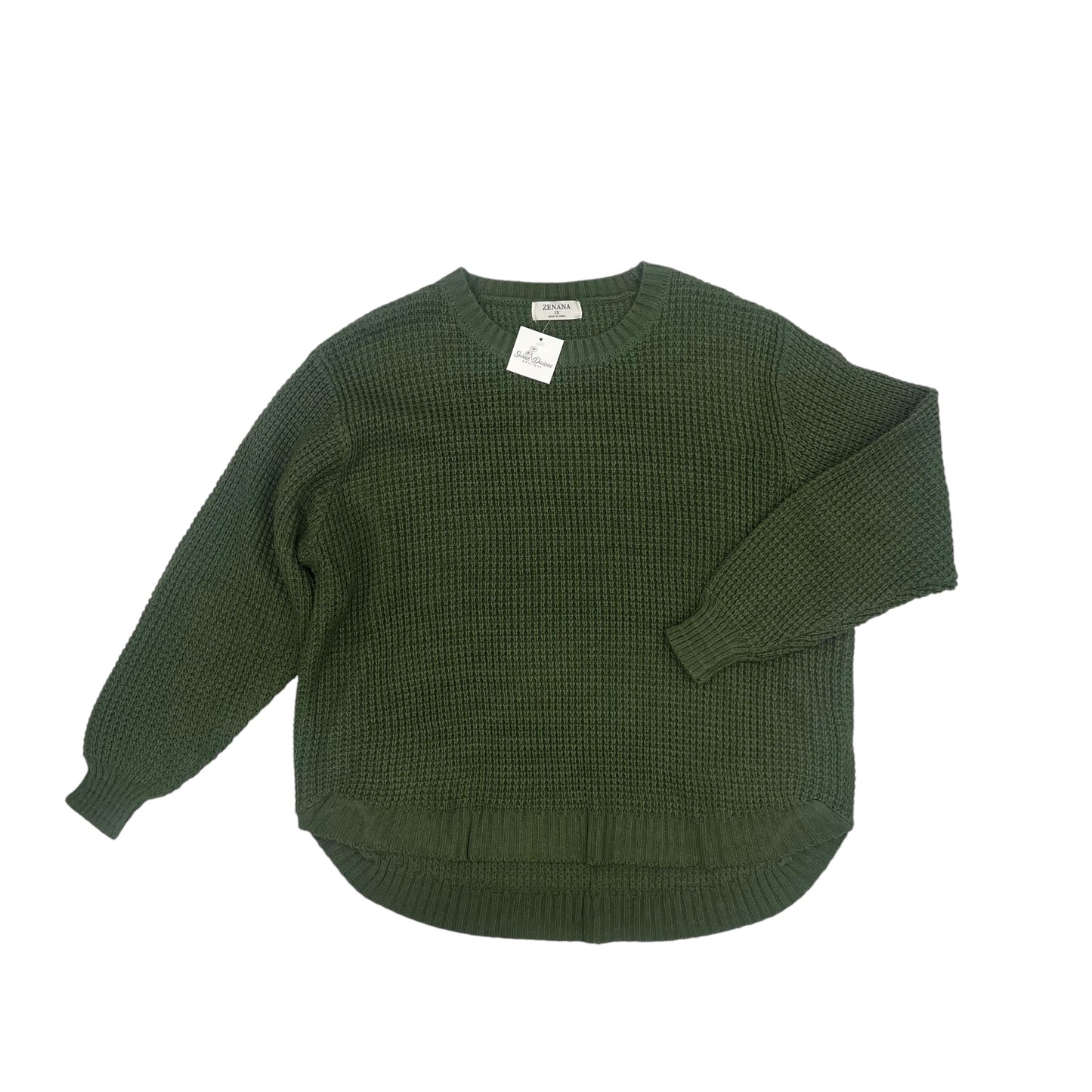 Sweater By Zenana Outfitters In Green, Size:2X