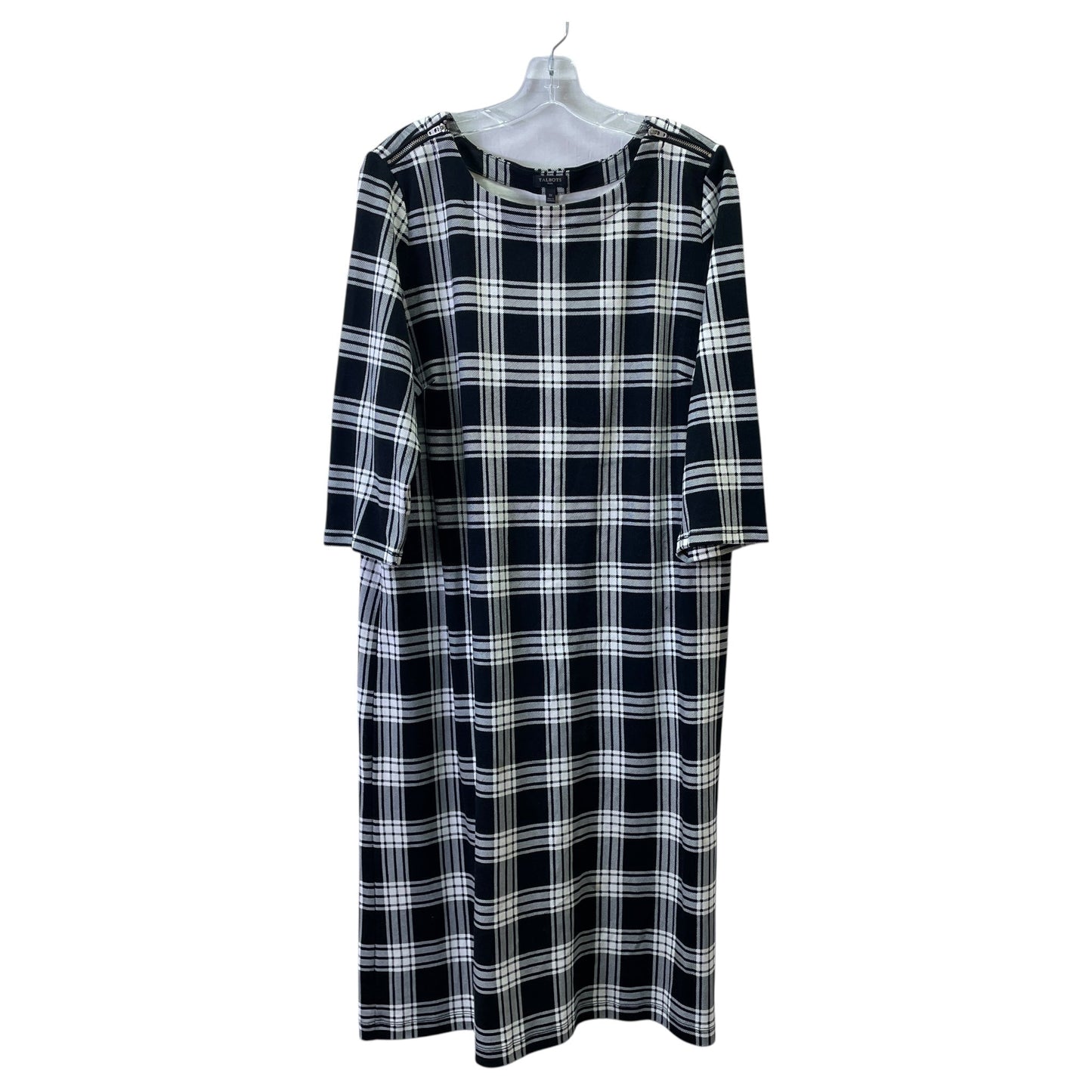 Dress Casual Midi By Talbots In Black & White, Size:1X