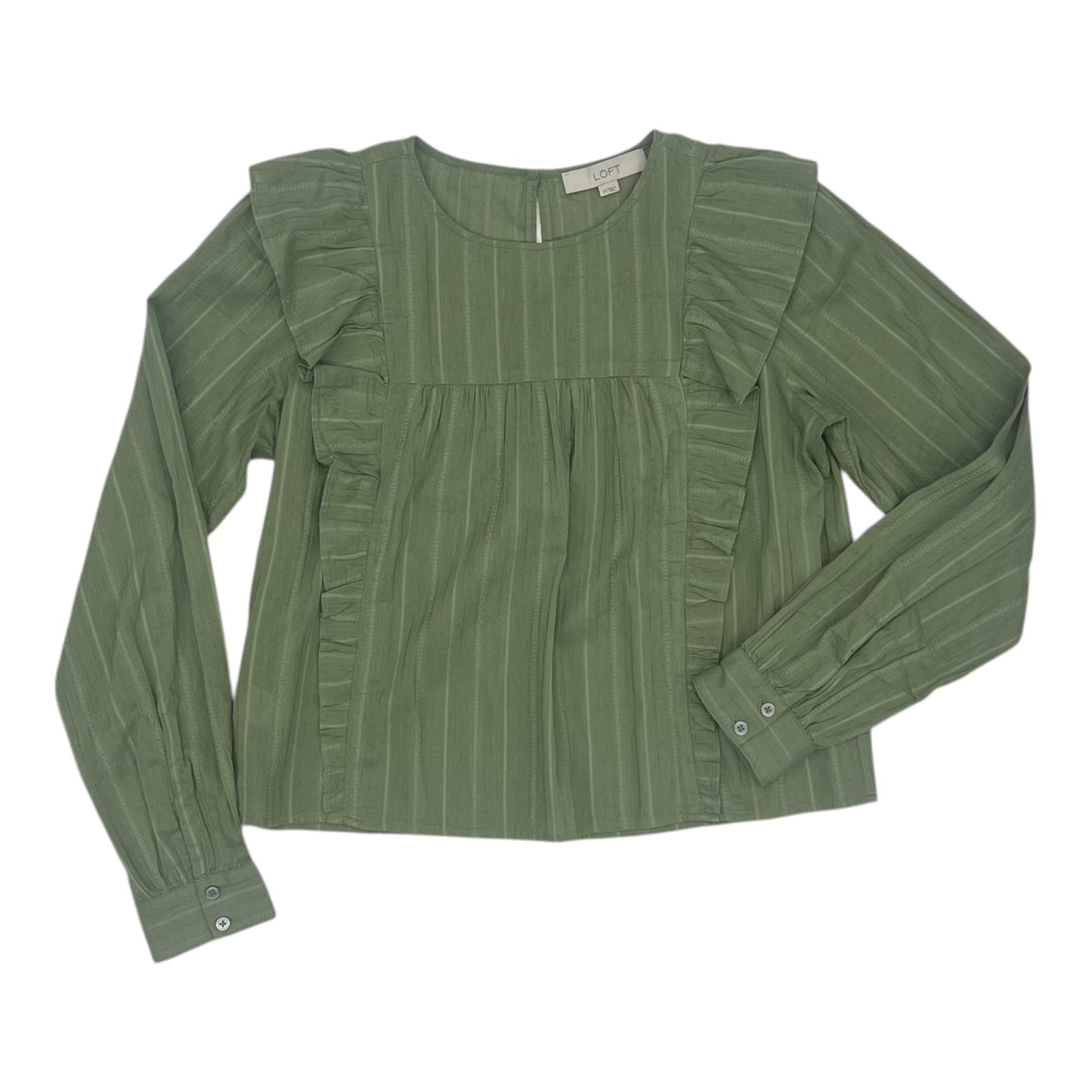 Blouse Ls By Loft In Green, Size:Xs