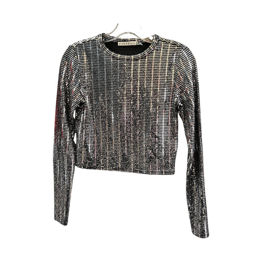 TOP LS DESIGNER by ALICE + OLIVIA In BLACK & SILVER, Size: XS