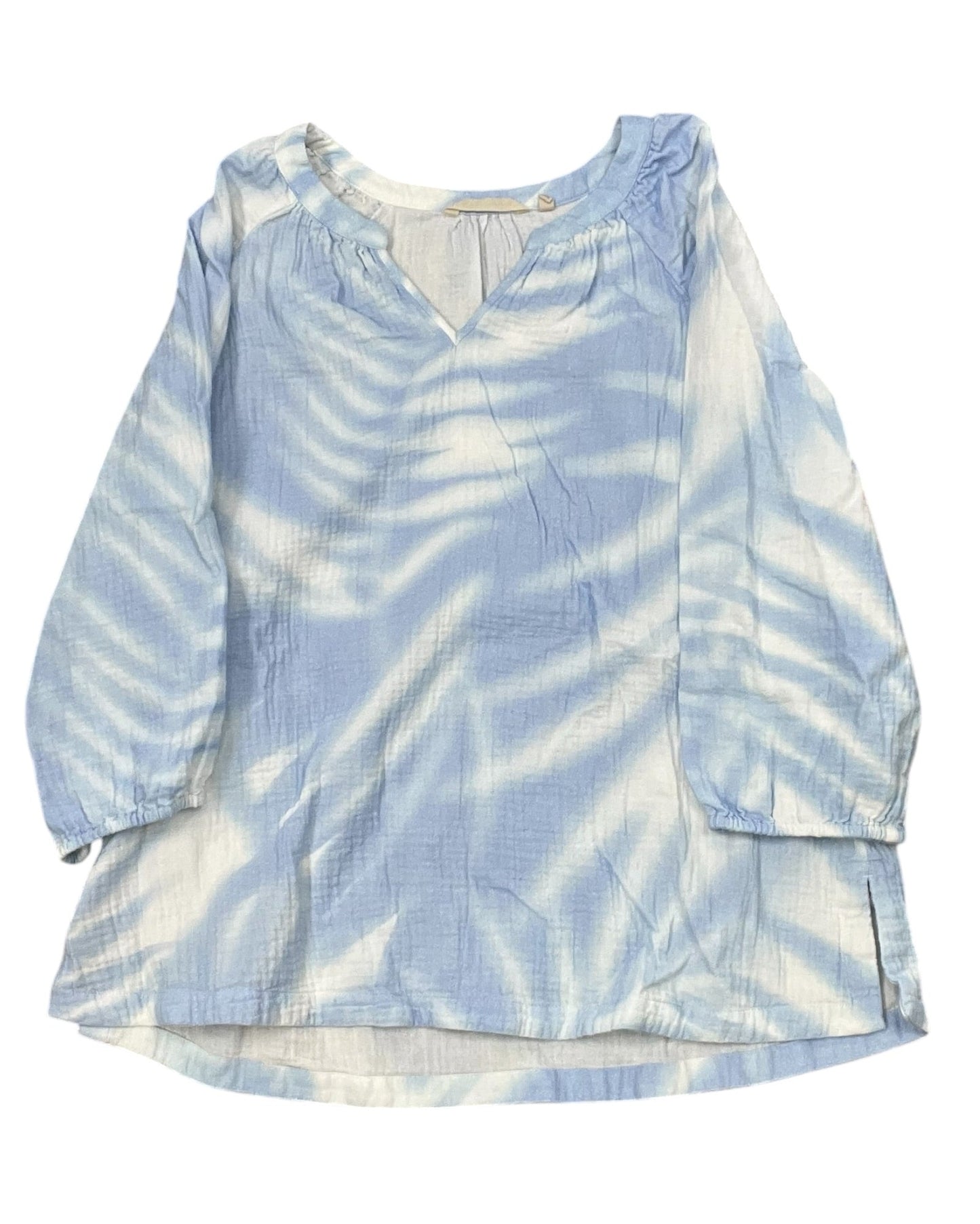 Top 3/4 Sleeve By Soft Surroundings In Blue & White, Size:L