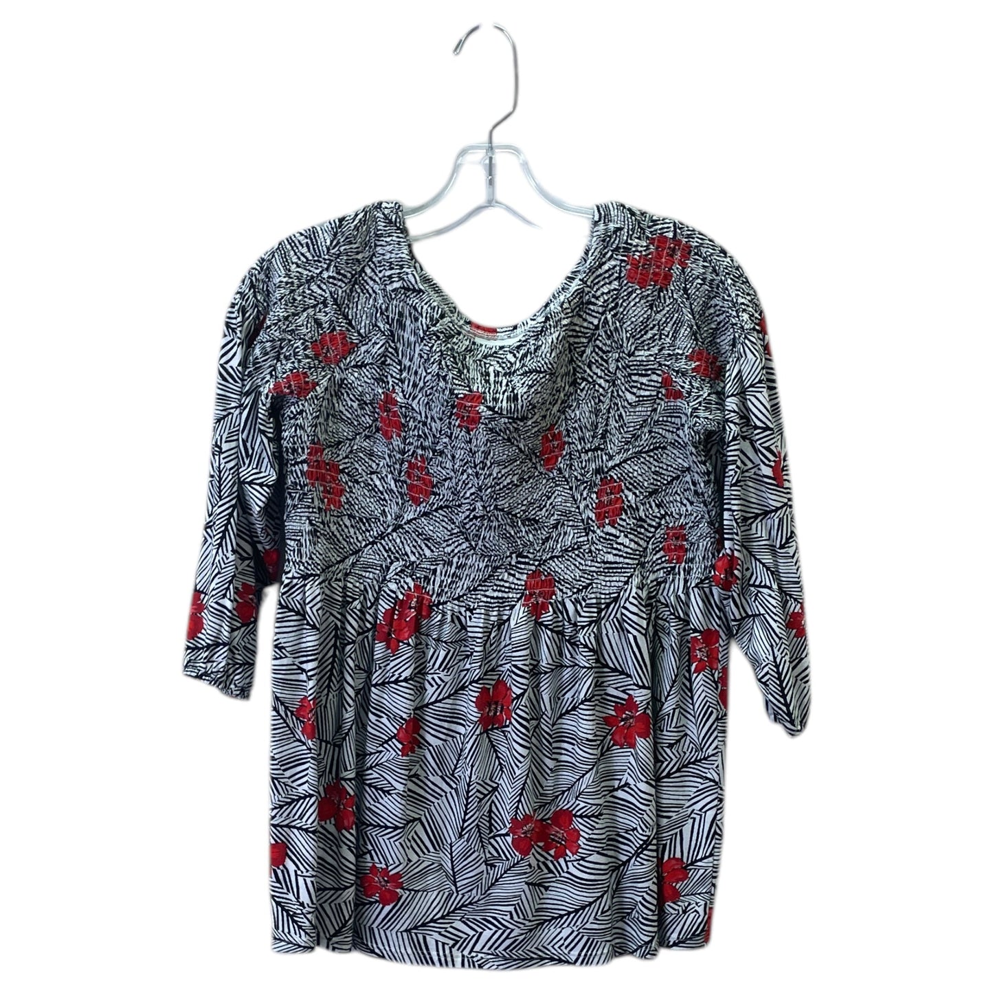 Top 3/4 Sleeve By J. Jill In Black & White, Size:Xs