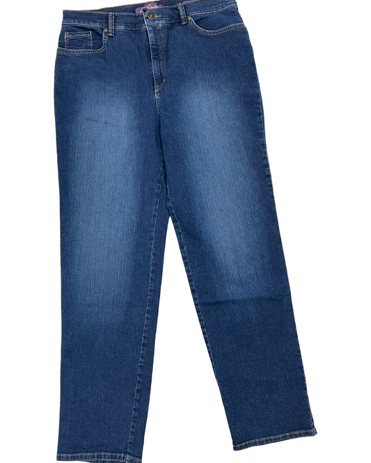 Jeans Straight By Gloria Vanderbilt In Blue Denim, Size:14