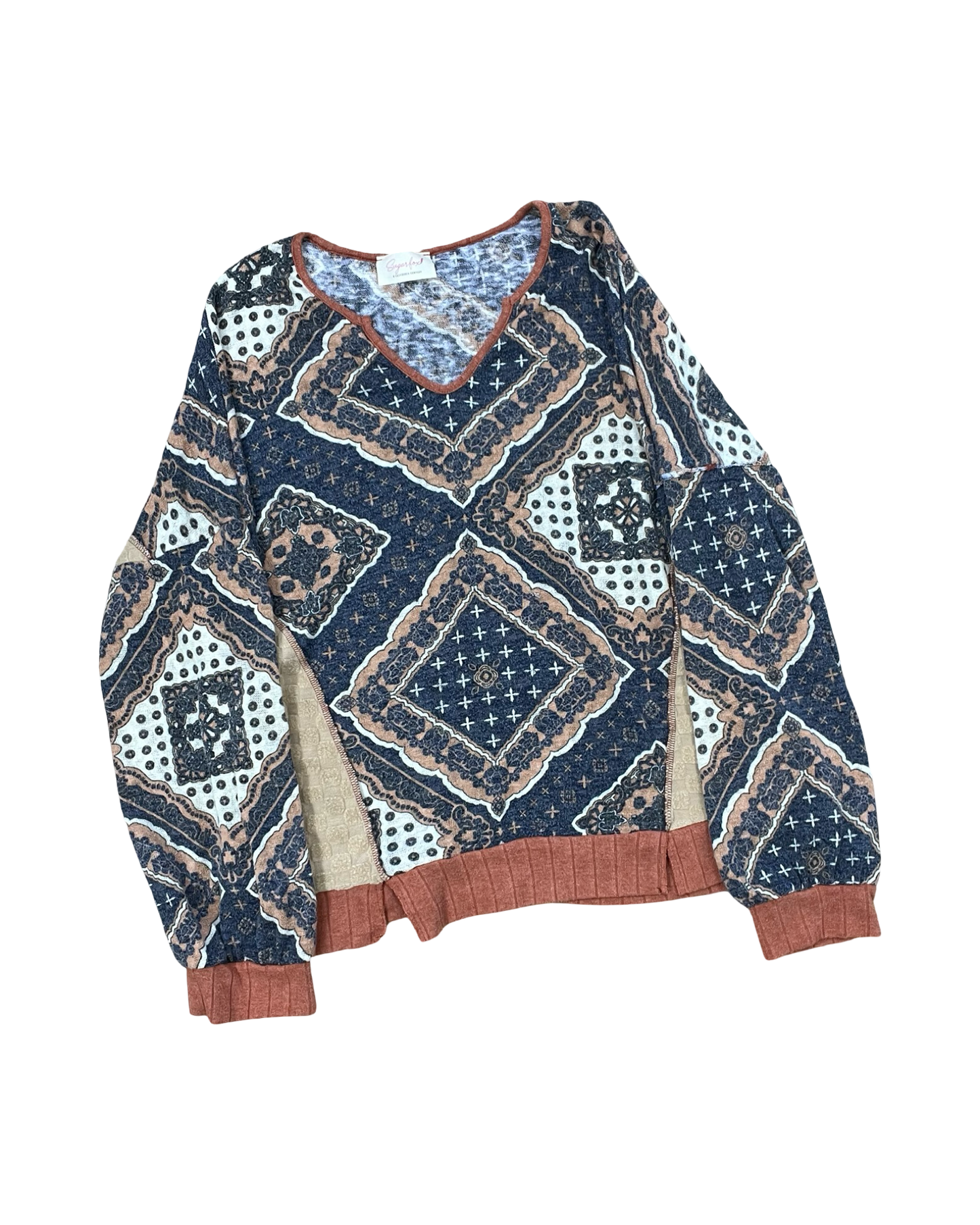 Top Ls By Clothes Mentor In Blue & Orange, Size:L