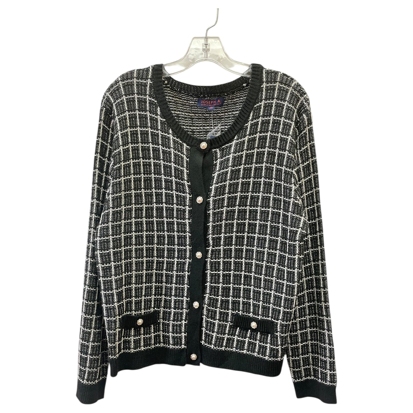 Sweater Cardigan By Joseph A. In Black & White, Size:L