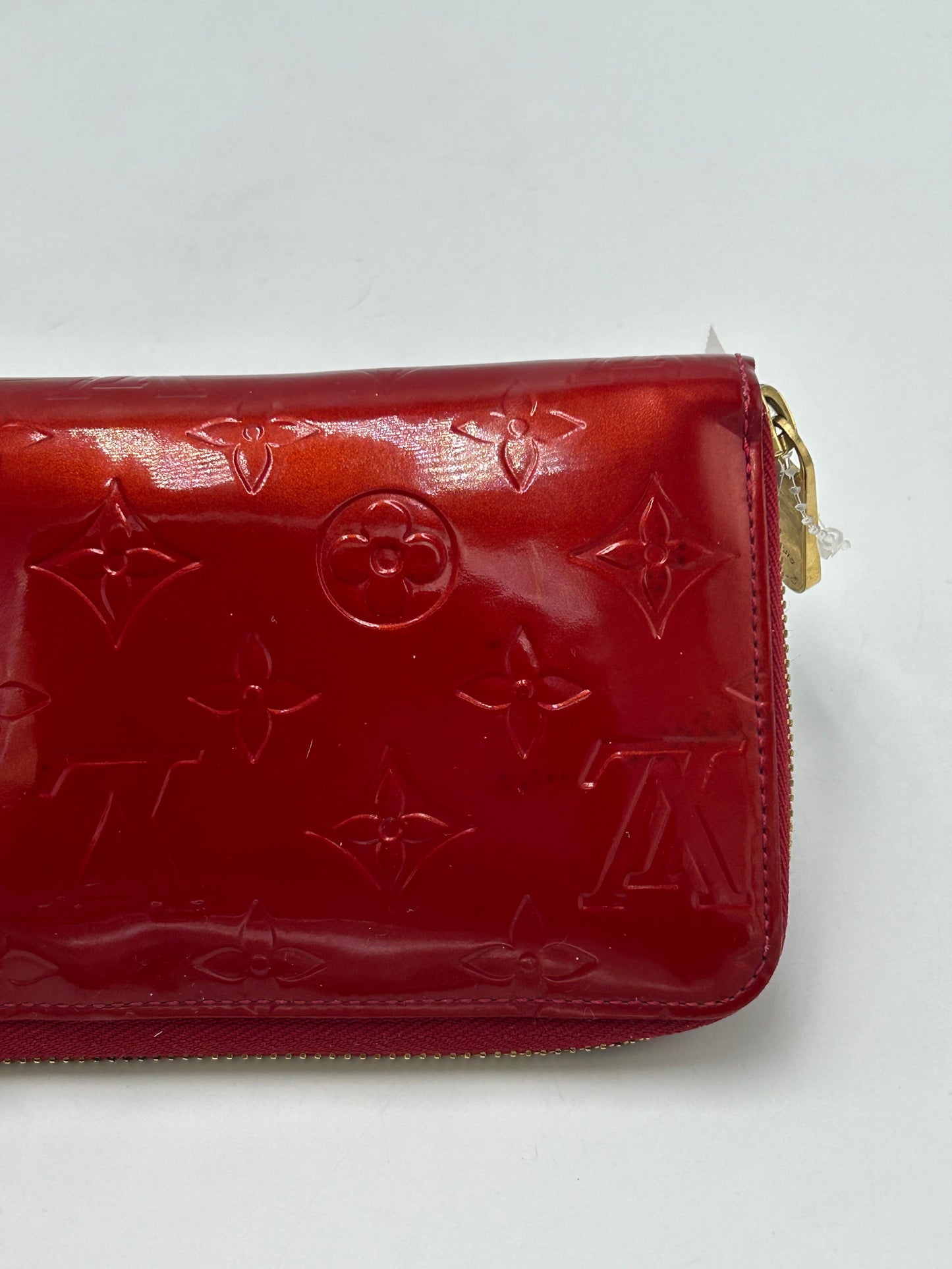 Louis Vuitton Red Vernis Zippy Designer Luxury Wallet