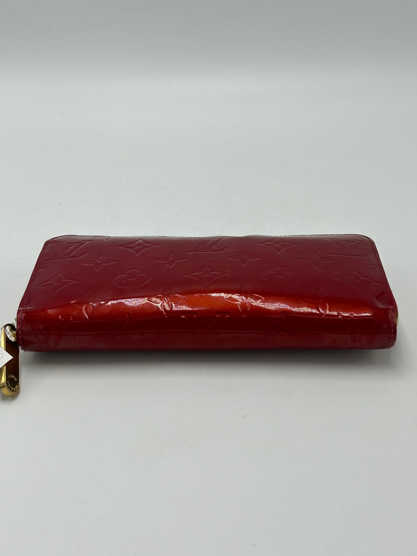 Louis Vuitton Red Vernis Zippy Designer Luxury Wallet